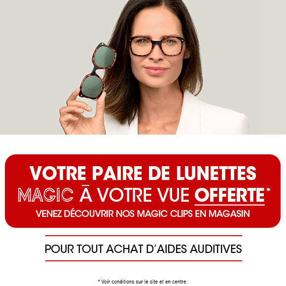 Pour l'achat d'aides auditives, bénéficiez gratuitement d'une paire de lunettes à votre vue