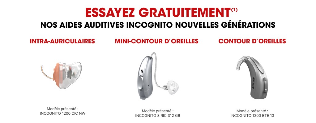 Essayez gratuitement nos aides auditives incognito